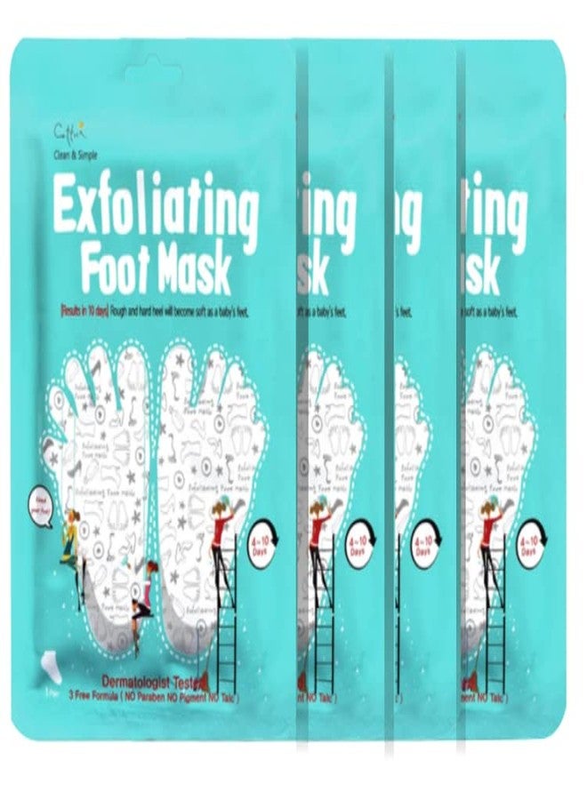 Cettua Clean and Simple Exfoliating Foot Mask 4 PACK, Foot Peeling Mask, Dermatologist Tested, No Paraben, No Pigment, No Talc - Image 1
